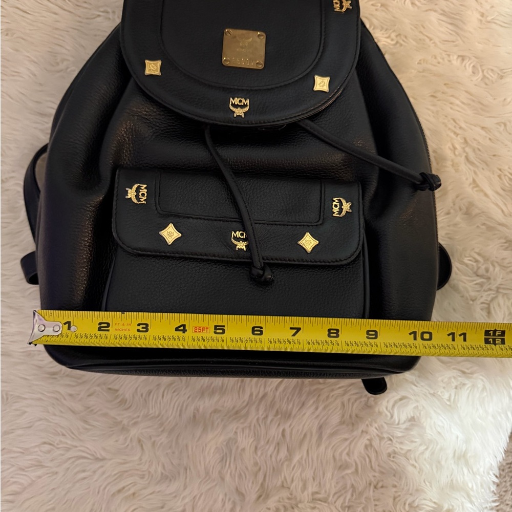 MCM Black Backpack with Gold Accents - Picture 11 of 12